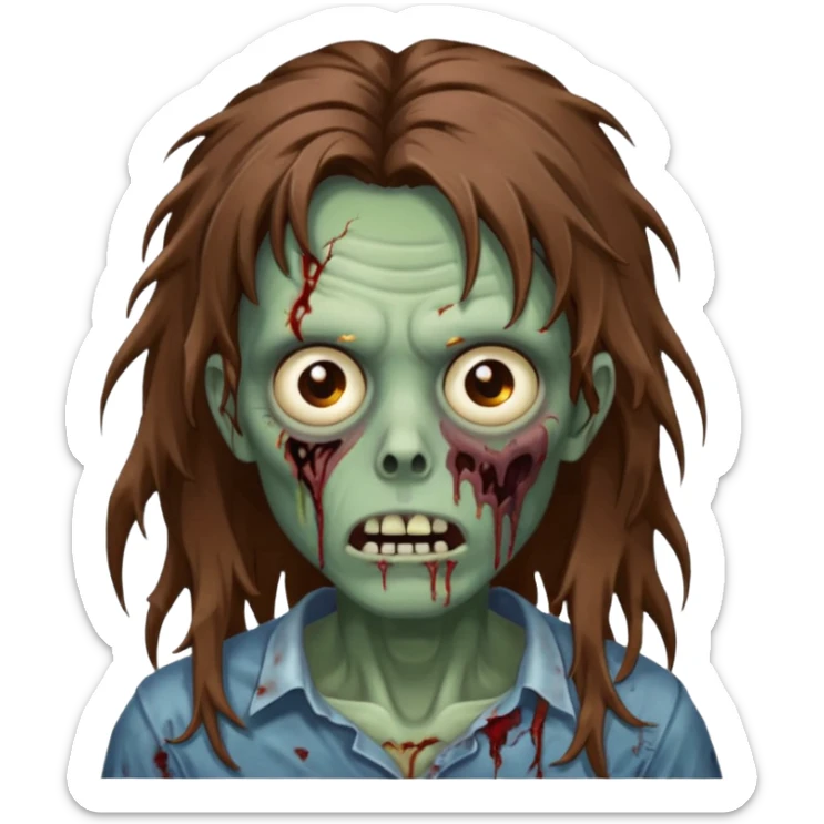 Zumbie hair Brown famele long hair  sticker