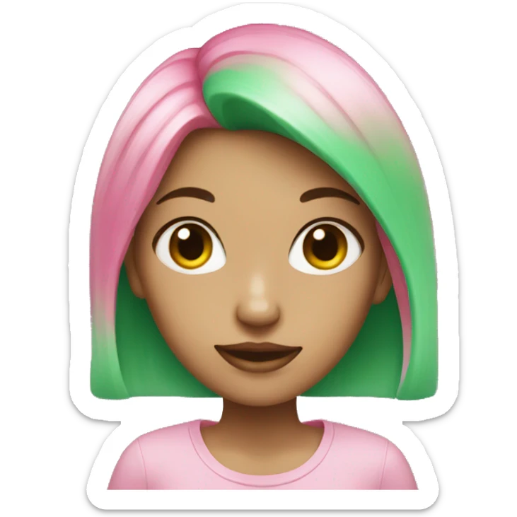 Girl with 4 eyes and green hair and pink skin tone sticker