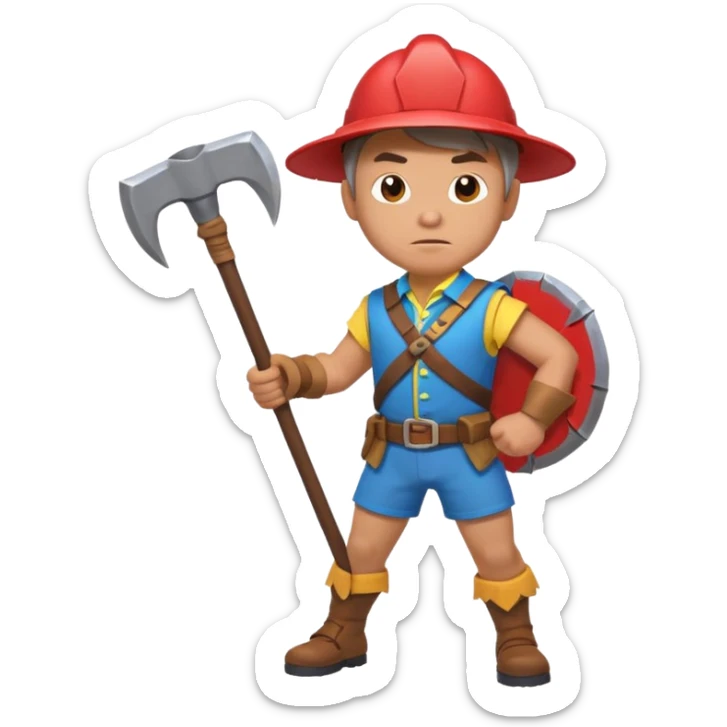 John Pork as a Fortnite character, colorful battle outfit, holding a pickaxe, dynamic pose sticker