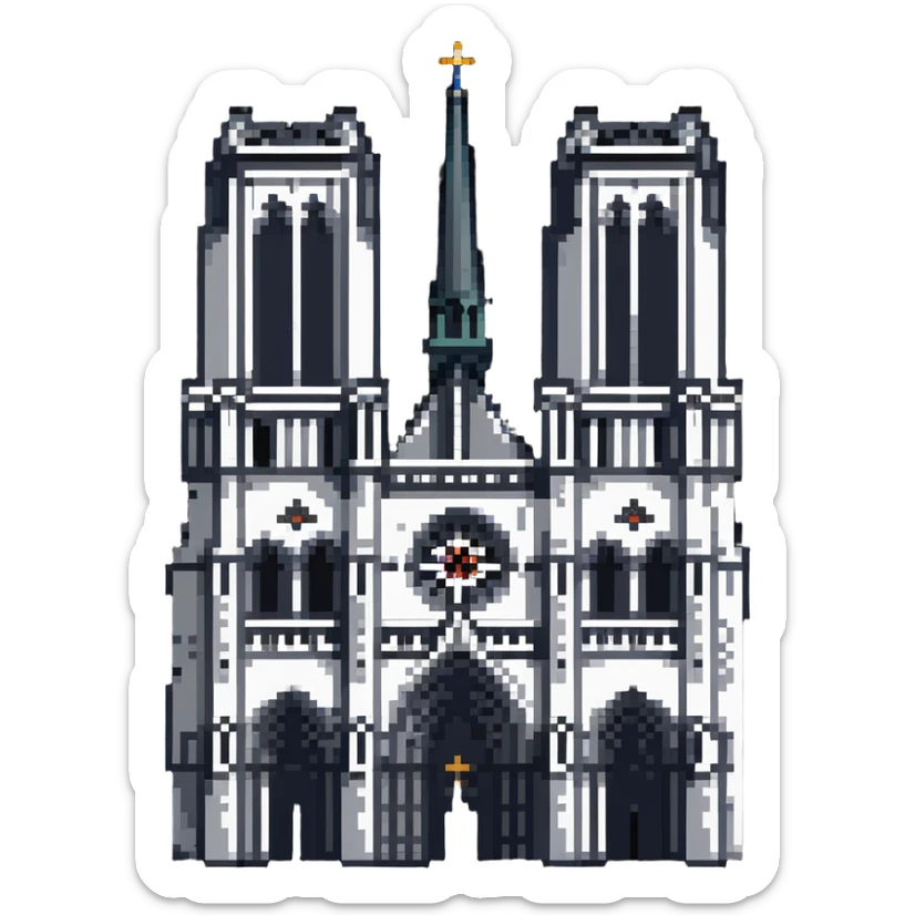 Notre Dame Cathedral in Paris with Gothic architecture and twin towers sticker