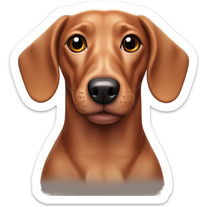 mixed breed dachshund labrador retriever dog with floppy ears, red and black hair, and a long tongue sticker