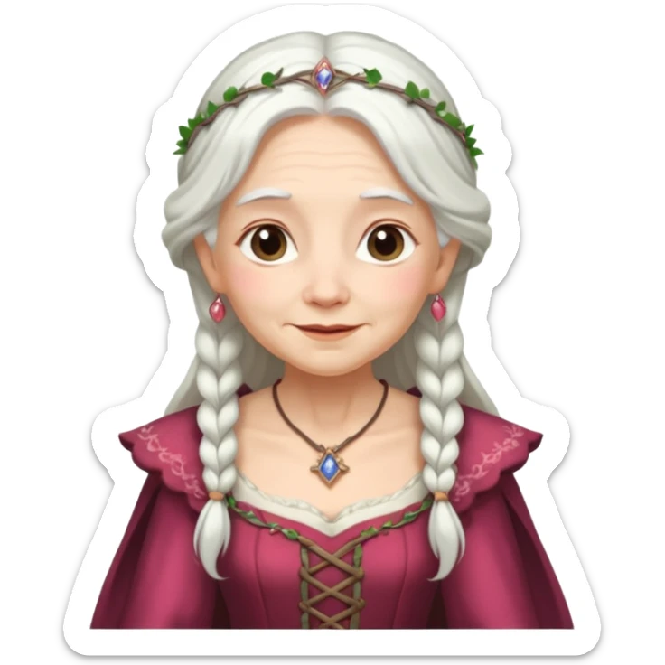 The kind and amiable grandmother in medieval fairy tales sticker