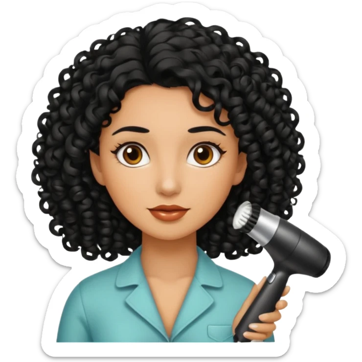 woman black hair hairdresser curls sticker