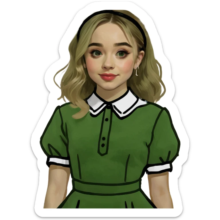 Sabrina Carpenter blonde singer in a glamorous Short n' Sweet style dress sticker