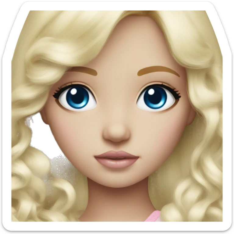 ocean blue doll eyes, blonde hair, feminine, pink, girl, angelic sticker