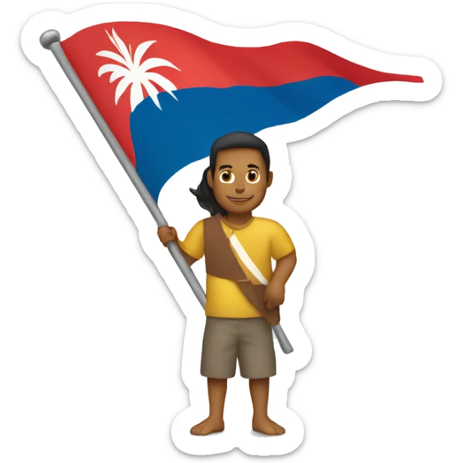 a man holding the flag of New Caledonia   sticker
