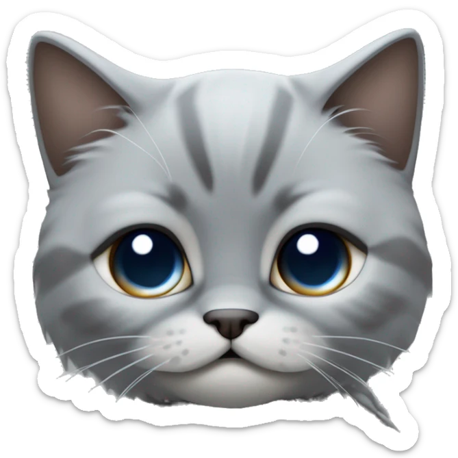 Un gato Scotish fold colorpoint con el lomo gris claro y la cara, las patas y la el rabo se van cambian gradualmente a un gris más oscuro. Ojos azules claro y cara simpática  sticker