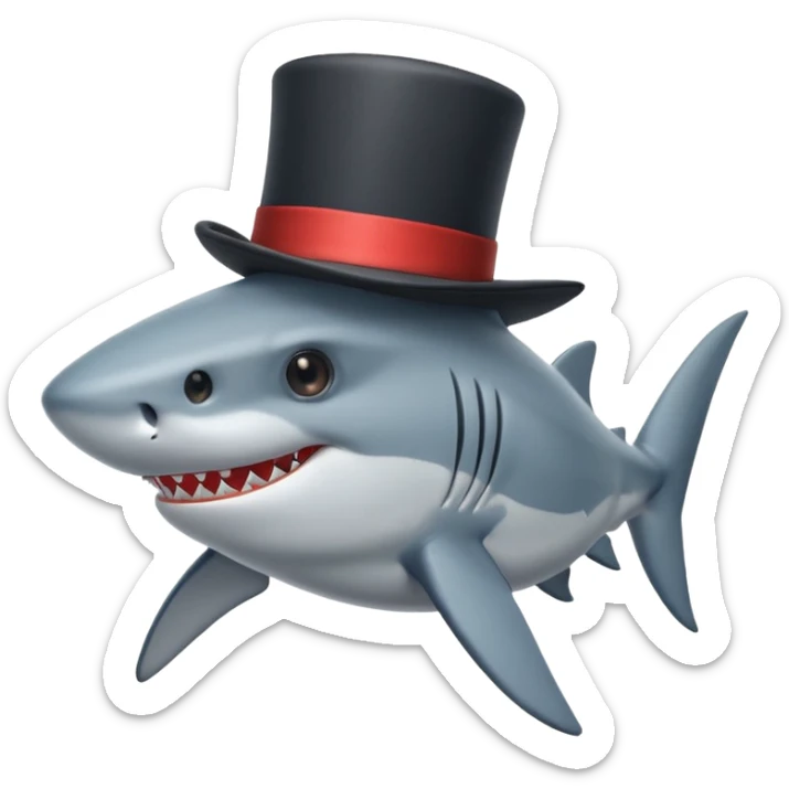 Shark with a top hat sticker