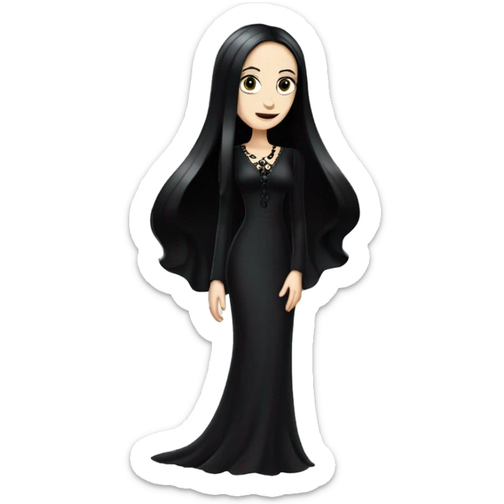 teen Morticia Addams,cute,showing off, show full body, accessories, dress  sticker