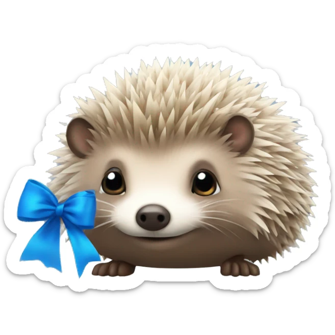 Hedgehog with blue bow sticker