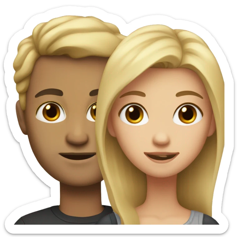a girl with blonde hair next to a man with dark brown hair  sticker