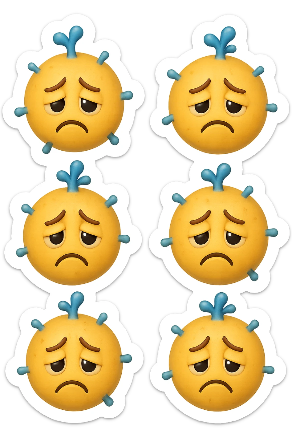 EMOJI STILE IPHONE DI 6 BATTERI INTESTINALI tristi CHE FLUTTUANO IN ARIA IPERREALISTICO 4K sticker