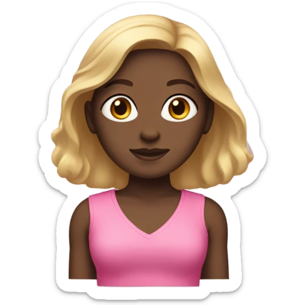 darkskin girl with blonde long hair with pink v neck top sticker