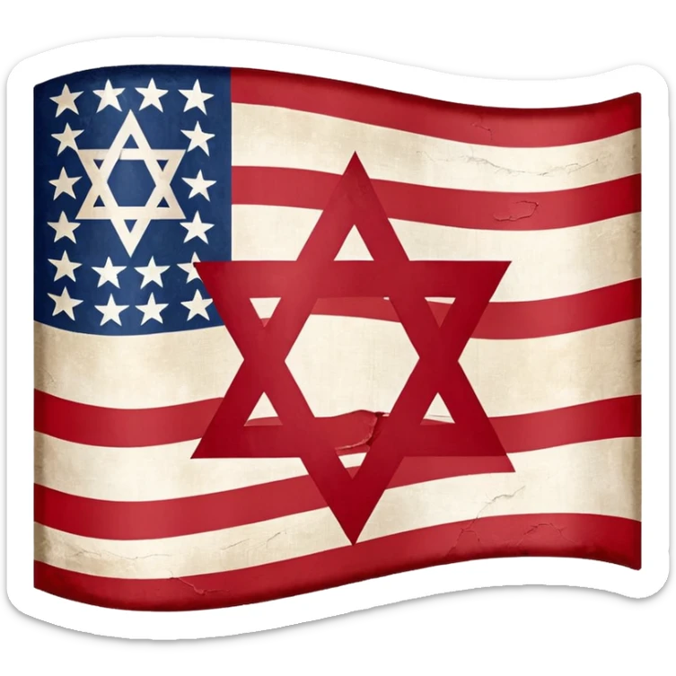 United States flag with a swastika symbol and star of david symbol on the flag sticker