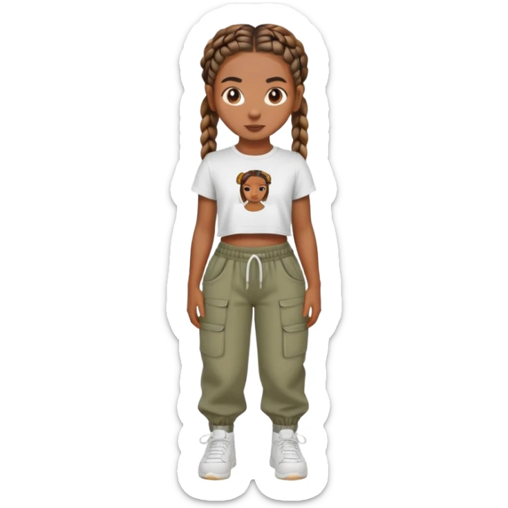 brown skin gurl wiht straight backs and cropped tea wiht baggy pants sticker