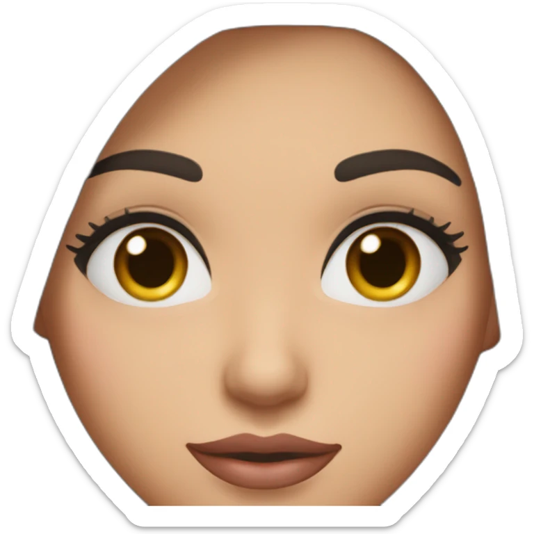 Women with dark brown hair and eyes and long eyelashes and pinky cheeks and lips and thick eyebrows sticker