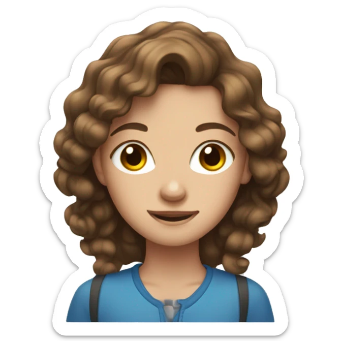 teenaged girl with wavy brown hair and blue eyes sticker