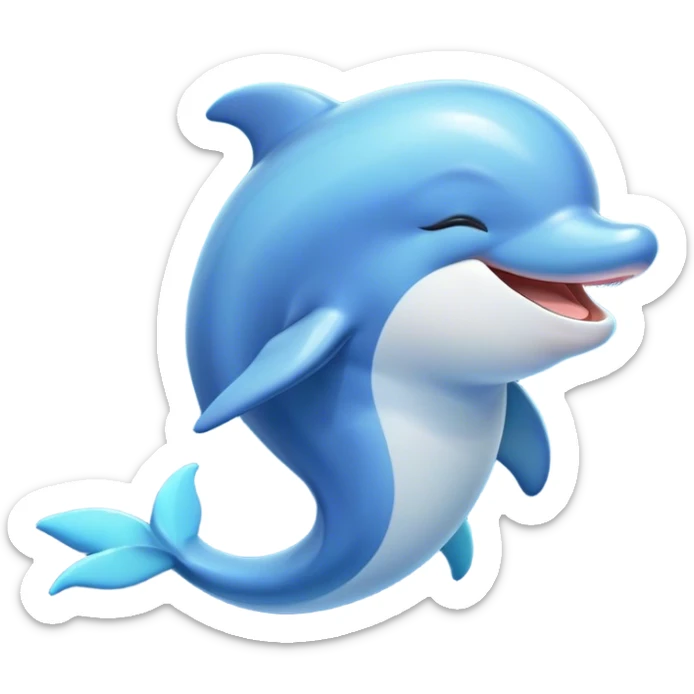 Cinematic Cute Yawning Dolphin Portrait Emoji, Head tilted slightly with a dramatic, wide-open yawn, showcasing a sleek, streamlined body with softly curved contours and drowsy, half-closed eyes, Simplified yet irresistibly adorable features, highly detailed, glowing with a soft, cozy oceanic glow, high shine, relaxed yet expressive, stylized with a dash of whimsical aquatic charm, soft glowing outline, capturing the essence of a drowsy yet affectionate dolphin that appears ready to stretch out and yawn its way out of the screen! sticker
