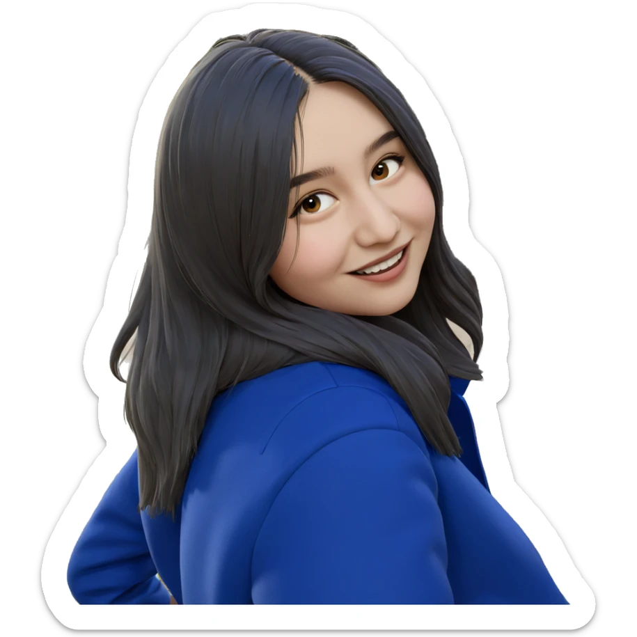 smiling girl with car outdoors sticker