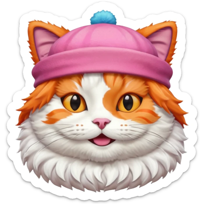 happy cat wearing a hat made out of sushi sticker