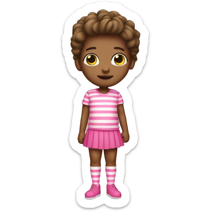 a white feminine boy in pink striped thigh highs and a skirt sticker