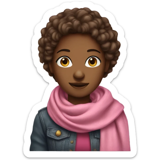 A brown-skinned girl with coarse hair and scarf pink sticker
