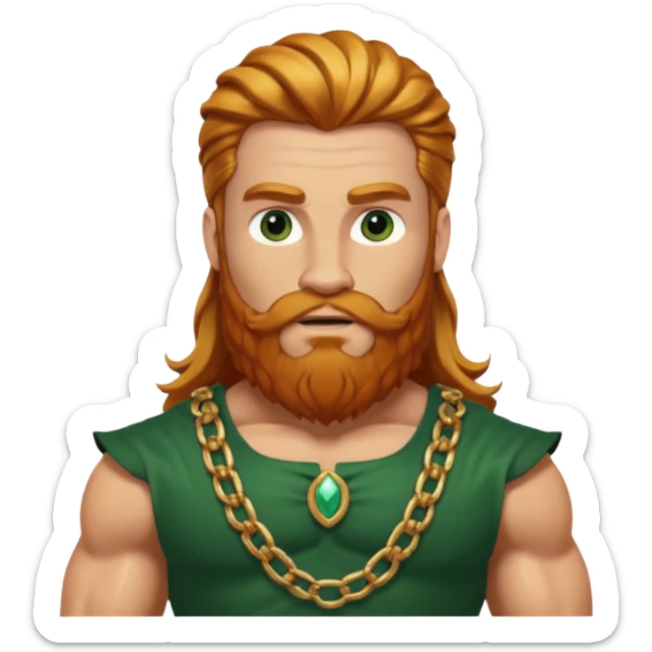 Hercules, God of Heroes from Gods and Goddesses with long reddish blonde hair and beard, gold and dark green outfit sticker