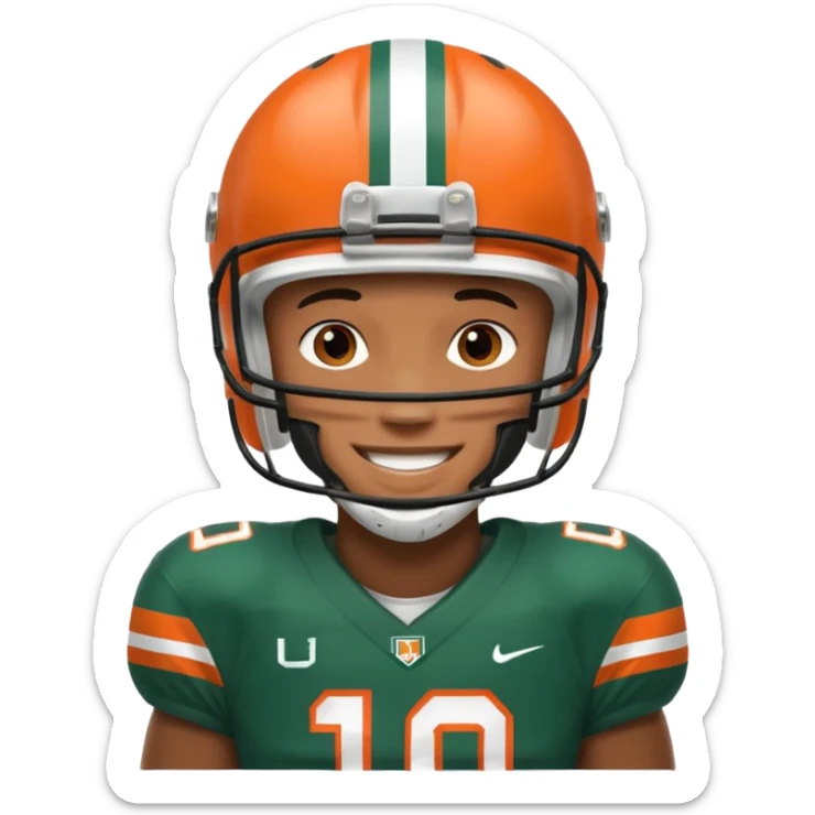 black football player for the university of miami wearing number 10  sticker