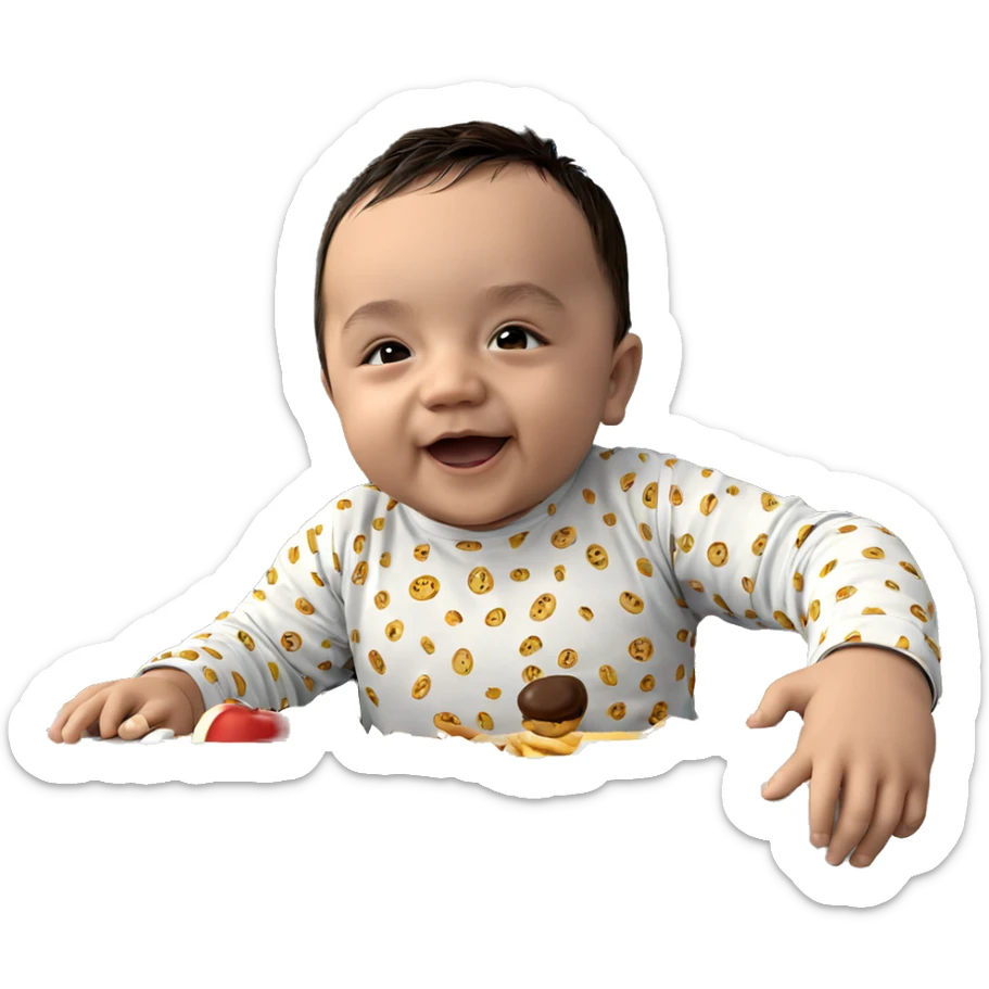 chubby boy enjoying a snack sticker