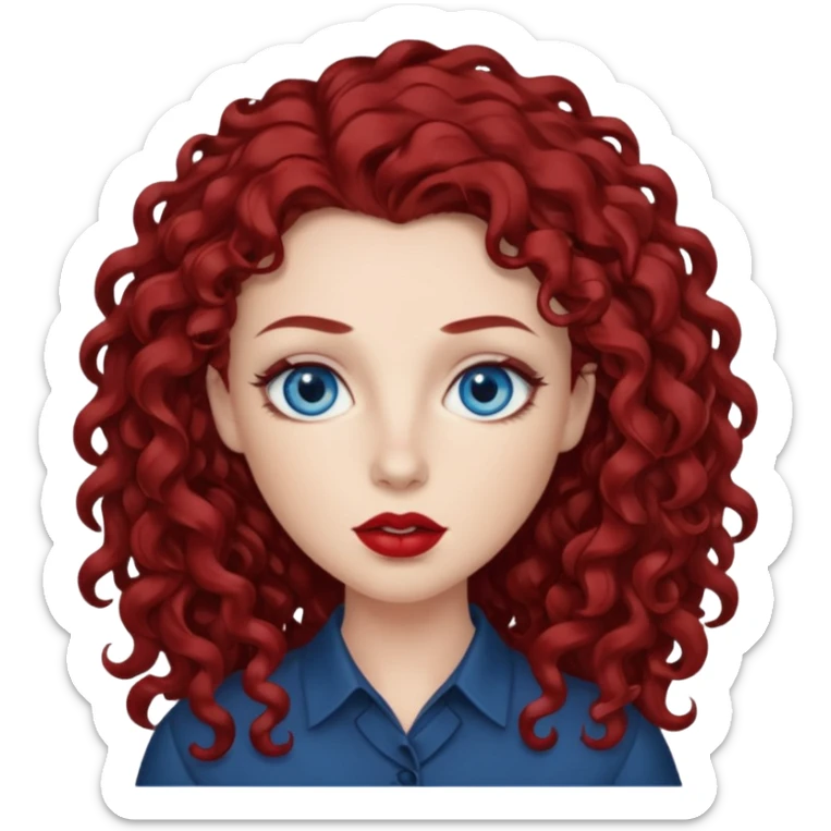 Chappell Roan with blue eyes and long dark red curly hair sticker