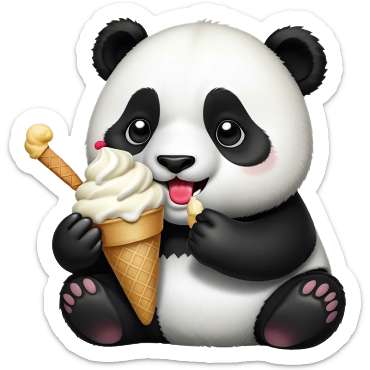 Panda eating ice cream sticker