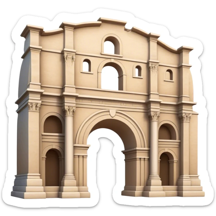 Cinematic Realistic Pula Arena Landmark Emoji, presenting the grand Roman amphitheater with towering stone arches. sticker