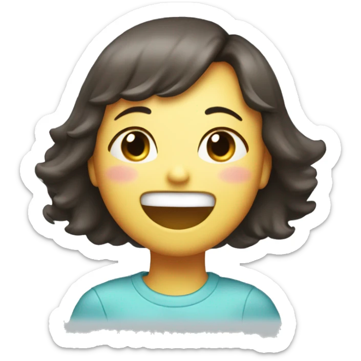 A cute, cheerful version of Lisa laughing, maybe with her covering her mouth and eyes closed in joy, surrounded by light blue sparkles sticker