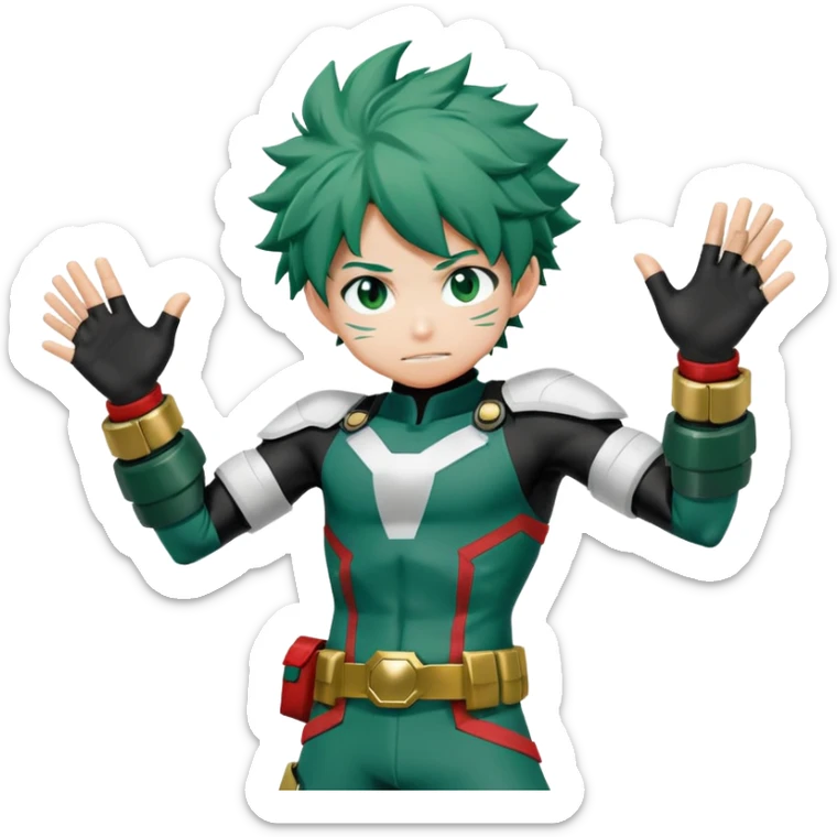 Izuku Midoriya (Deku) from My Hero Academia with green hair and hero costume sticker