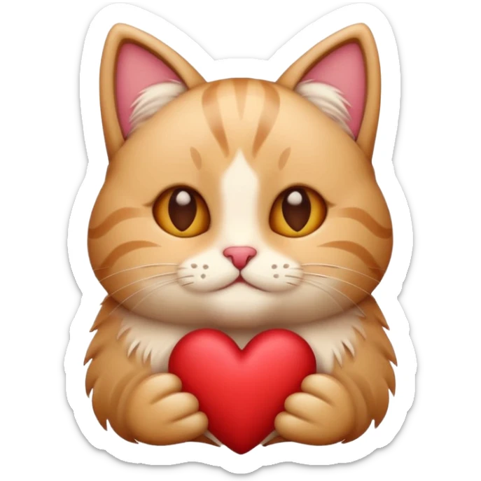 A stylized Christmas emoji of a cute cat and a heart, minimalist design, soft warm colors, cozy winter mood, simple background, sweet and romantic.
 sticker
