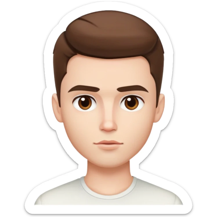 pretty handsome bratz man, short brown hair, brown eyes, pale skin, defined jawline sticker
