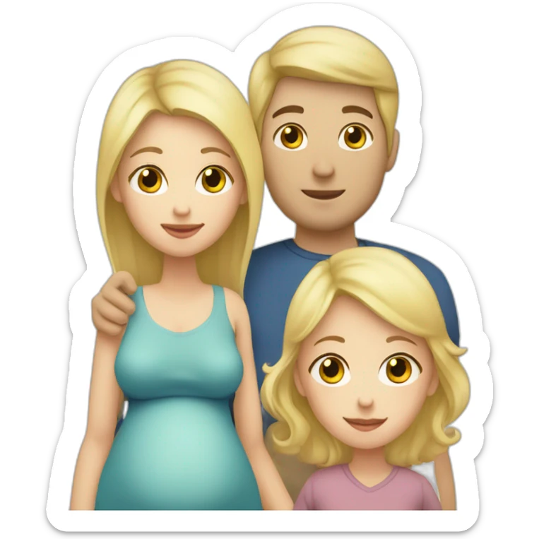 Family;blonde-haired-pregnant-mother, man-with-black-hair, blonde-haired-baby-boy sticker