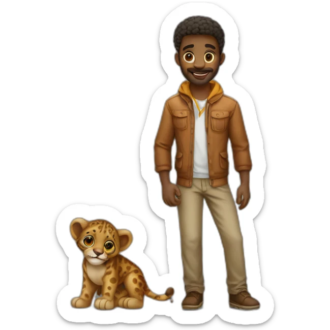 leon, animal africano  antropomorfisado  riendose y vestido de estudiante sticker