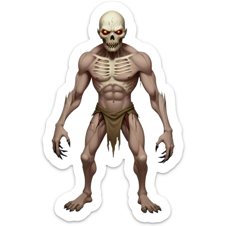 Cinematic Realistic WoW undead civilian Portrait, captured in a fierce, battle-ready stance, muscles taut beneath his tattered, earth-toned attire. His decayed, pallid skin and glowing eyes are rendered with intense lifelike detail and dynamic lighting, high shine, embodying the raw, relentless fury of an undead civilian in the heat of combat. sticker