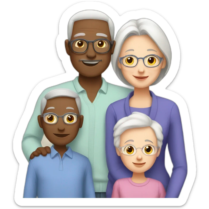 white family of 3 with grandchild and 2 grandparents sticker