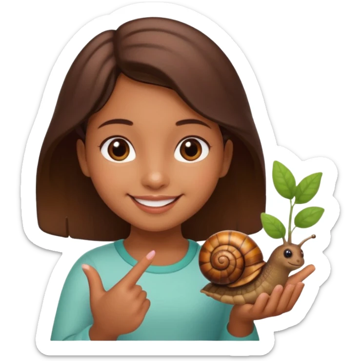 Cute little Latina girl and her little garden snail sticker