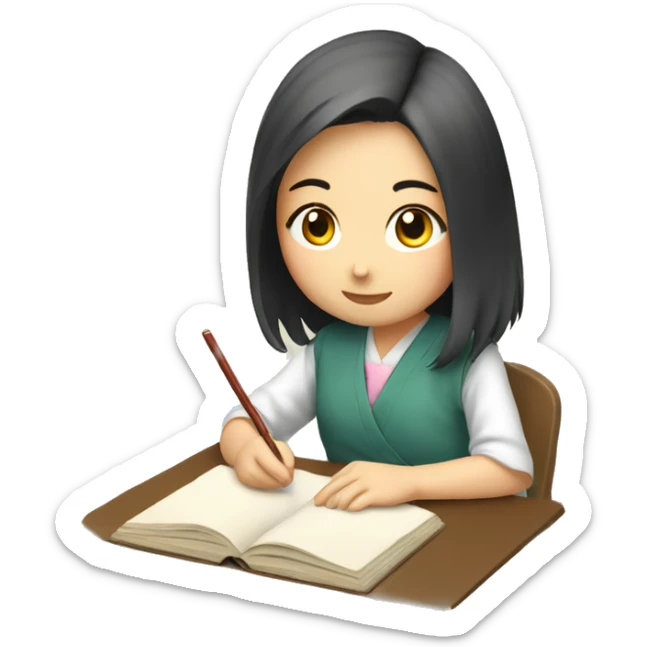 japanese girl studying sticker