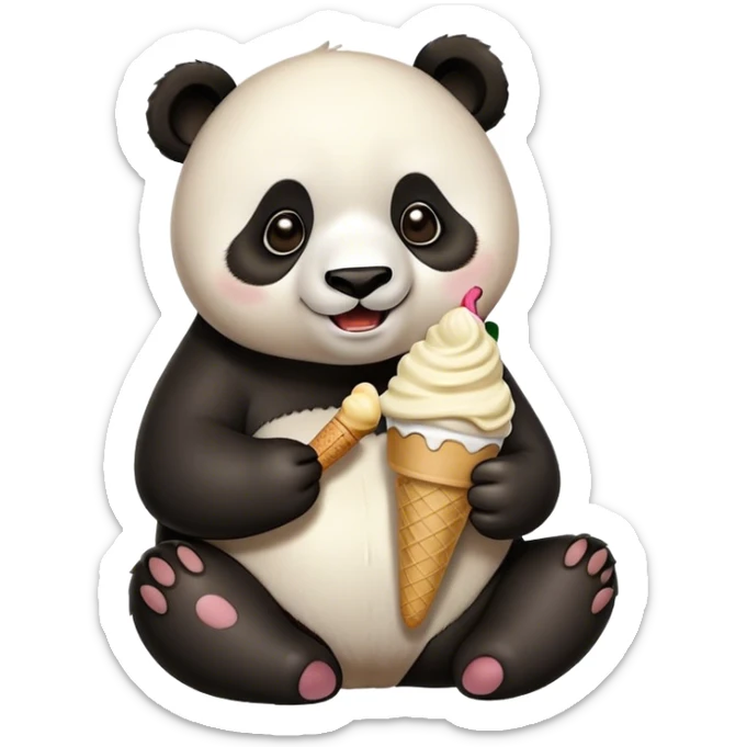 Panda eating ice cream sticker