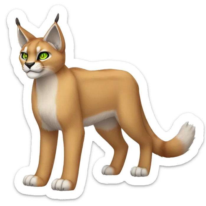 Lynx-Caracal-Fakemon-hybrid with orange points, green eyes brown toes, and short tail, full body sticker