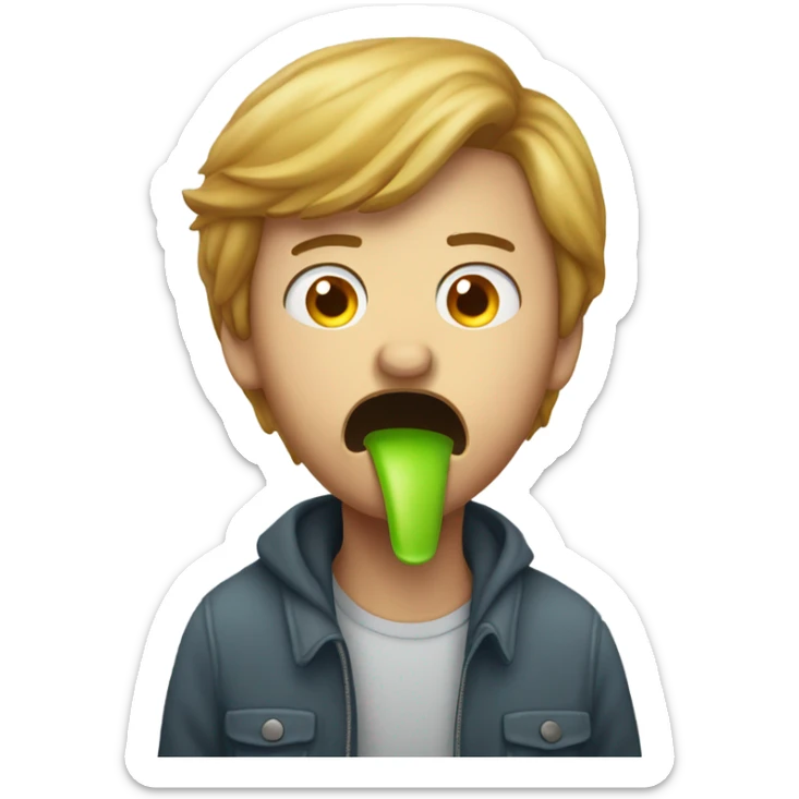 Person vomiting out the nose emoji through their mouth sticker