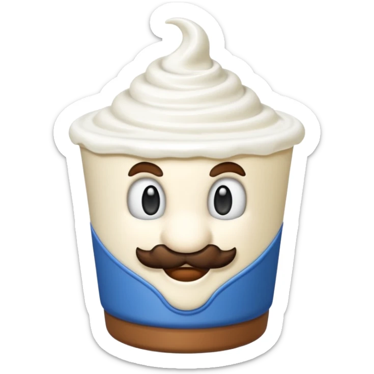 genera un'emoji di super mario arrabbiato con un vasetto di yogurt sticker