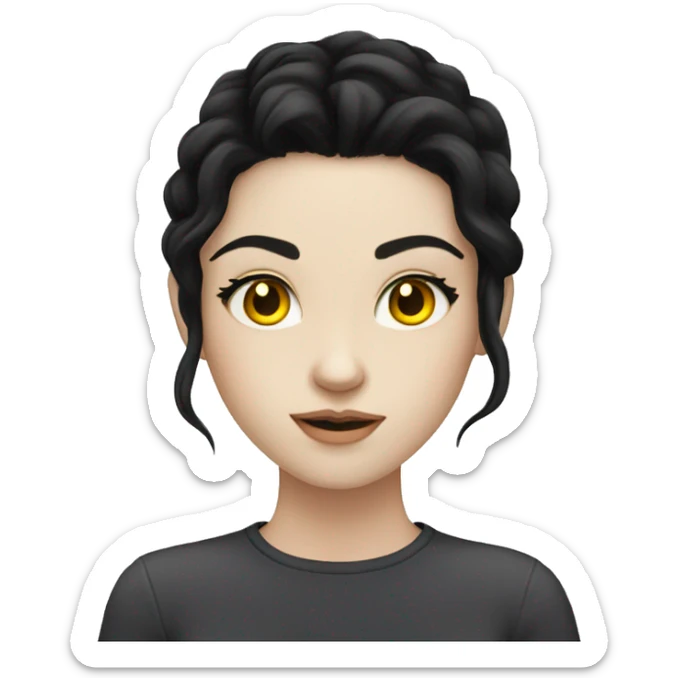 Beautiful girl with black hair yellow eyes pale skin sticker