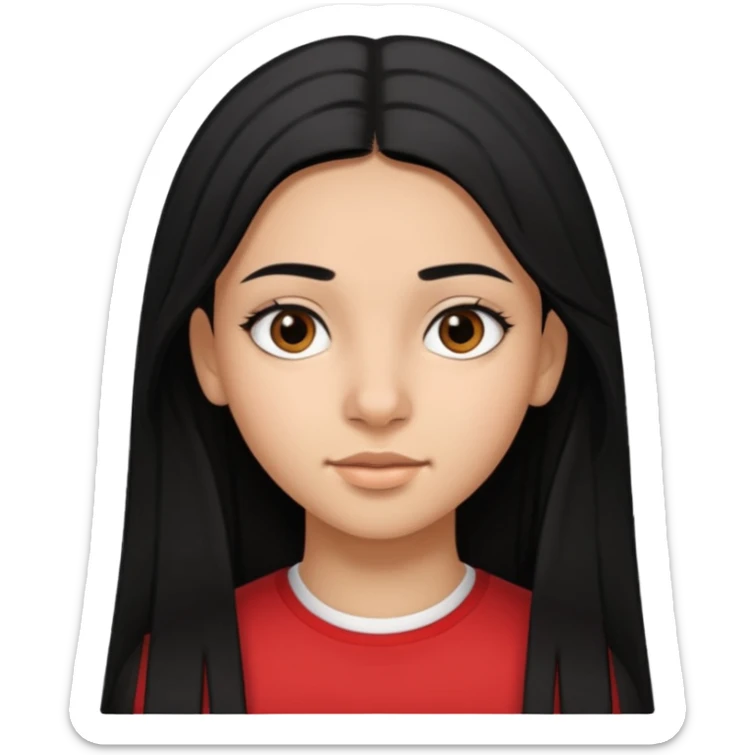 Fait une fille de 15 ans tunisienne avec les cheveux noir lisse avec la peau un peut métisse tunisienne un nez un peut plus gros  sticker