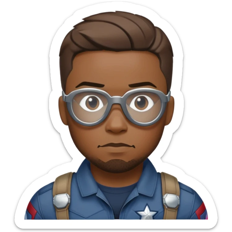 sam wilson with short hair, side-whiskers, and wear safety glasses from  from captain america: civil war sticker