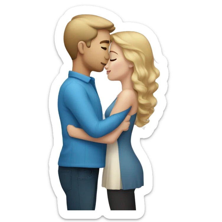 couple with light skin and dark blonde hair and blue eyes kissing sticker